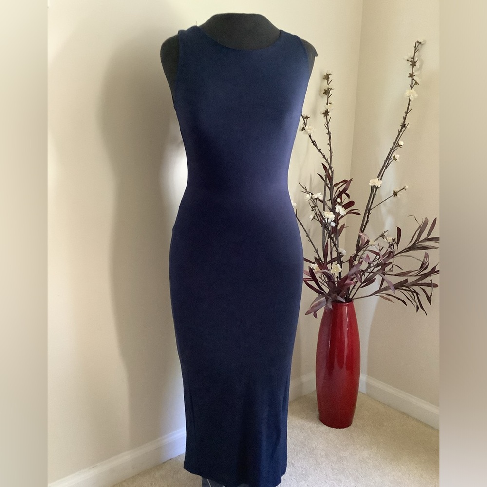 Navy Blue Fun Summer Dress w/ crisscross detailed back